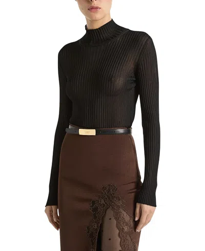 Balmain Fine Ribbed Knit Jumper In Black