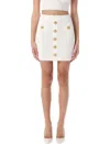 Balmain Knit Mini Skirt With Embossed Buttons Women In White