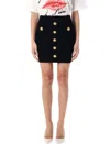 Balmain Black Mini Pencil Skirt With Jewel Buttons In Stretch Viscose Blend Woman In Black