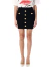 Balmain Knitted Mini Skirt With Embossed Buttons In Black