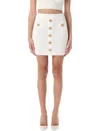 Balmain Fine Ribbed Knit Skirt In White