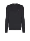 Balmain Fine Silk And Cotton Jumper In Black