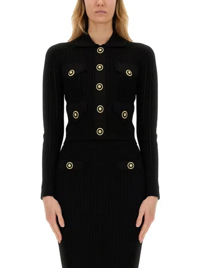 Balmain Fitted Black Knitted Cardigan