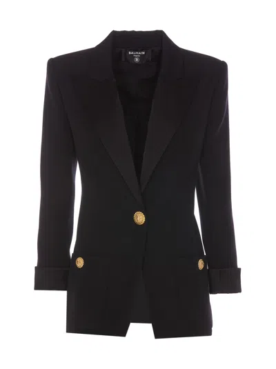 Balmain Fitted Collection Jacket In Black