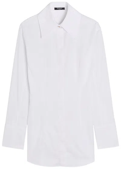 Balmain Fitted Cotton-poplin Shirt In White
