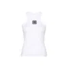 Balmain Fitted Cotton Racerback Top In White