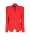 Balmain Double-breasted Fitted Blazer In Red