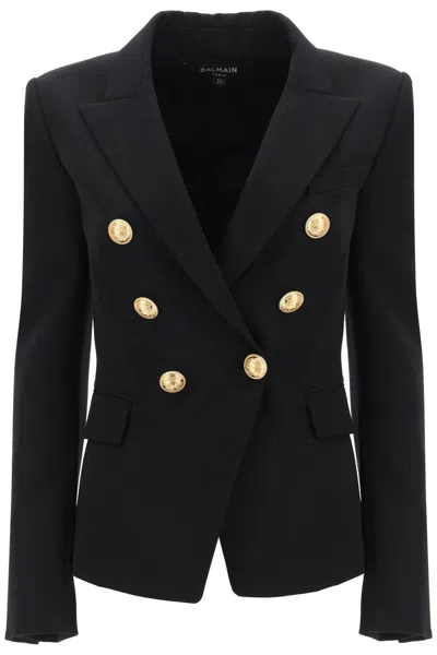 Balmain Fitted Double-breasted Jacket In Black