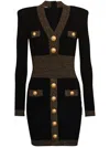 Balmain Fitted Embossed-button Mini Dress In Black