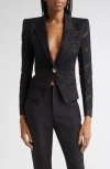 Balmain 1-button Fitted Lace Jacket In Black