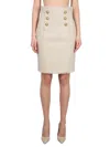 Balmain Women's Linen Midi Skirt