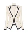 Balmain Fitted Two-tone Basketweave Jacket In Neutral