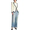 Balmain Fitted Two-tone Basketweave Jacket In White