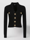 BALMAIN FITTED V-NECK RIBBED CARDIGAN