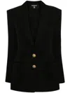 Balmain Logo Button Double-breasted Blazer In Black