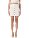 Balmain Knit Mini Skirt With Embossed Buttons Women In Neutral