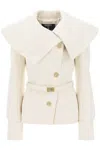 Balmain Oversized-collar Belted Wool Jacket In White