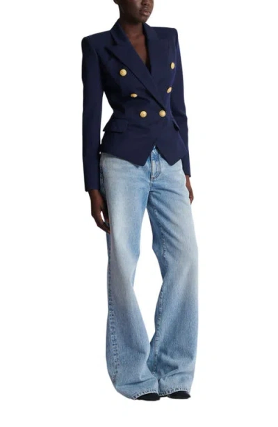 Balmain Fitted Wool 6-button Jacket In Blue