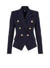Balmain Fitted Wool 6-buttons Jacket In Blue