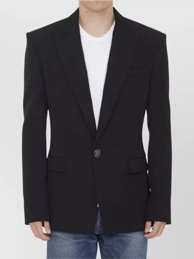 BALMAIN FITTED WOOL JACKET WITH NOTCHED LAPEL