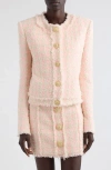 Balmain Five-button Tweed Jacket In Ohp Rose/multi