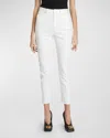 Balmain Five-pocket High-waist Slim Denim Crop Pants In White