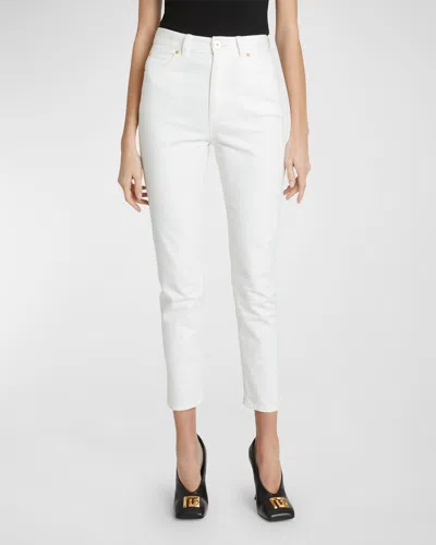 BALMAIN FIVE-POCKET HIGH-WAIST SLIM DENIM CROP PANTS