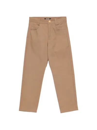 Balmain Kids' Five-pockets Trousers In Brown