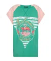 Balmain Flamingo-print Cotton T-shirt In Green