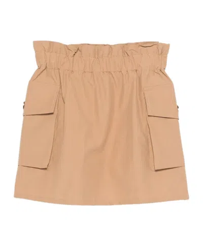 Balmain Flap-pocket Mini Skirt In Brown