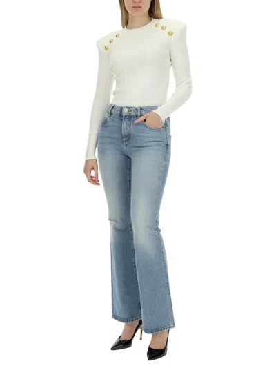 Balmain Flare Fit Denim Jeans In Blue