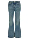 Balmain Flared Jeans With Contrast Stitching In Blue