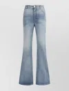 Balmain Flared Cotton Jeans Distressed Finish In Blue