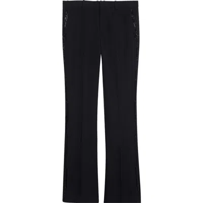 Balmain Flare Leg Wool Trousers In Black
