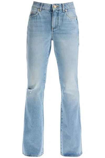 Balmain High Waist Vintage Denim Straight Jeans In Blue