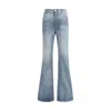 Balmain Flared Cotton Jeans Distressed Finish In Blue
