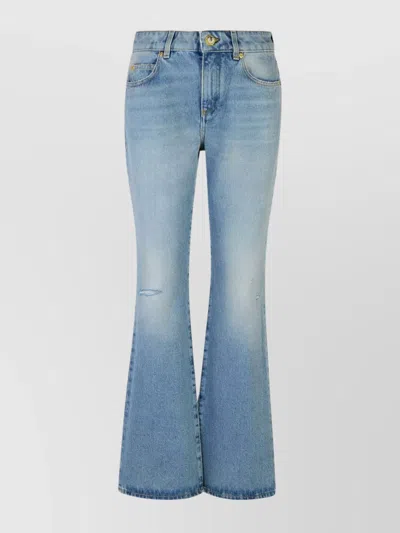 BALMAIN FLARED COTTON JEANS DISTRESSED FINISH