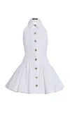 Balmain Flared Cotton-poplin Halter-neck Mini Shirt Dress