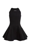Balmain Flared Crepe Mini Dress In Eap Black/black