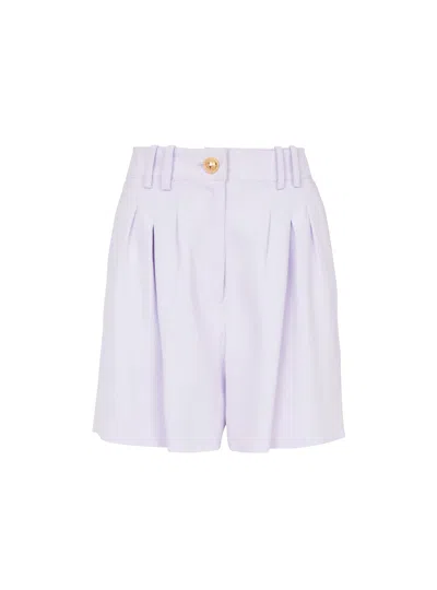 Balmain Flared Crepe Shorts In Purple
