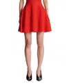 Balmain Flared Crocodile-knit Skirt In Red