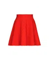 Balmain Flared Crocodile-knit Skirt In Red