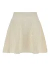 Balmain Flared Crocodile-knit Skirt In Neutral