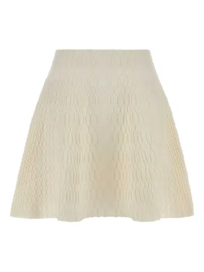 BALMAIN FLARED CROCODILE-KNIT SKIRT