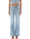 Balmain Women's Flared Denim Pant In Blue