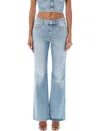 Balmain Women's Flared Denim Pant In Light Blue