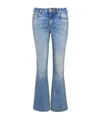 Balmain Flared Cotton Jeans Distressed Finish In Blue