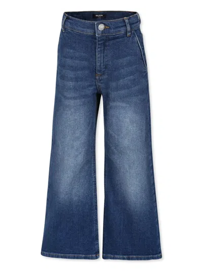 Balmain Kids' Flared Jeans In Blue