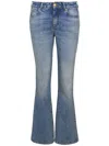 Balmain Flared Cotton Jeans Distressed Finish In Blue