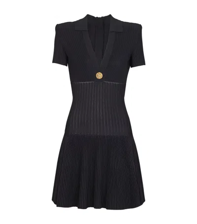 Balmain Flared Knit Dress In Black